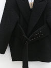 OUDE WAAG Fall/Winter 2025 Teddy/Wool Patchwork Oversized Coat OW-OW-25AW-CT08W1BL900-HEI Black (OW-25AW-CT07)